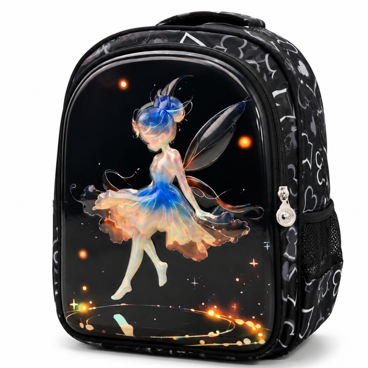3D-Effect Printed School Backpack – Spacious Multi-Compartment School Bag with Front Zipper Pocket, 2 Side Bottle Pockets, Top Handle, Lightweight Design & Stylish Front Graphic