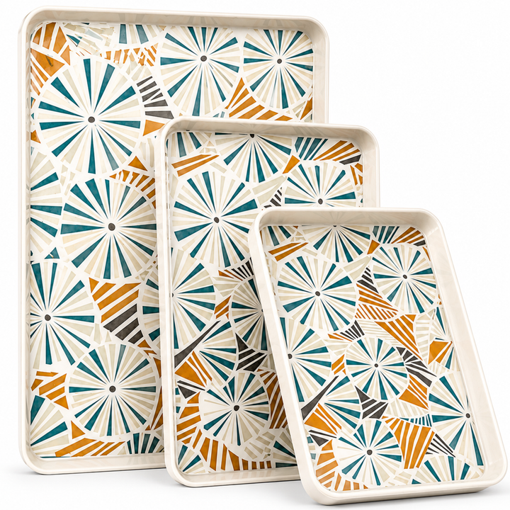 Melamine  Tray White Set Serving Tray Microwave Safe Look Lightweight Durable Platter for Snacks Desserts Tea Coffee Dining Kitchen Party and Restaurant Use