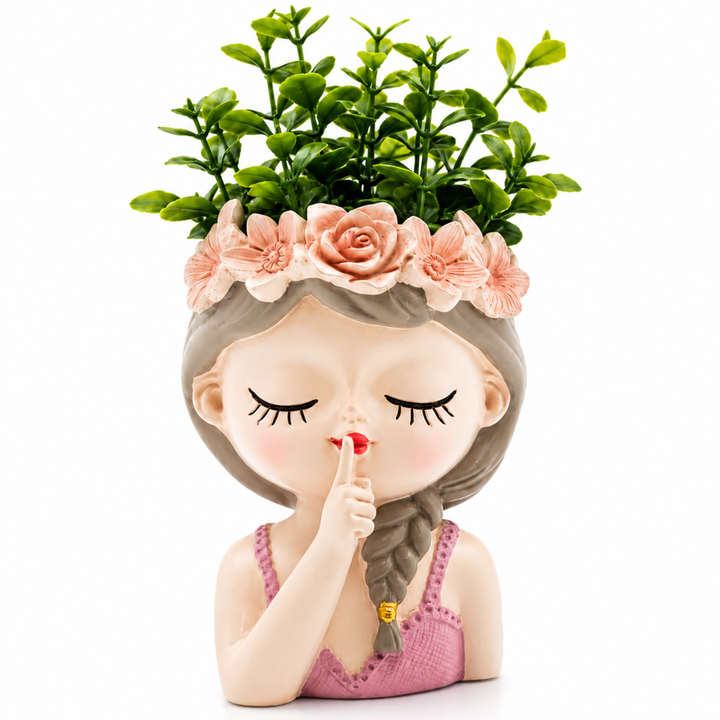 Fairy 3PCS Set Think Sleep Shhh Polyresin Decorative Succulent Planter Cute Fairy Girl Flower Pot Tabletop Vase Pen Pencil Holder Propagator Kit Indoor Outdoor Home Office Desk Decor