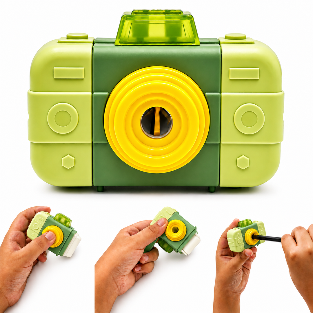 Camera Pencil Sharpener with Eraser, 2-in-1 Camera-Shaped Pencil Sharpener and Eraser, Cute Stationery Sharpener for School, Office, Study, Drawing and Everyday Use