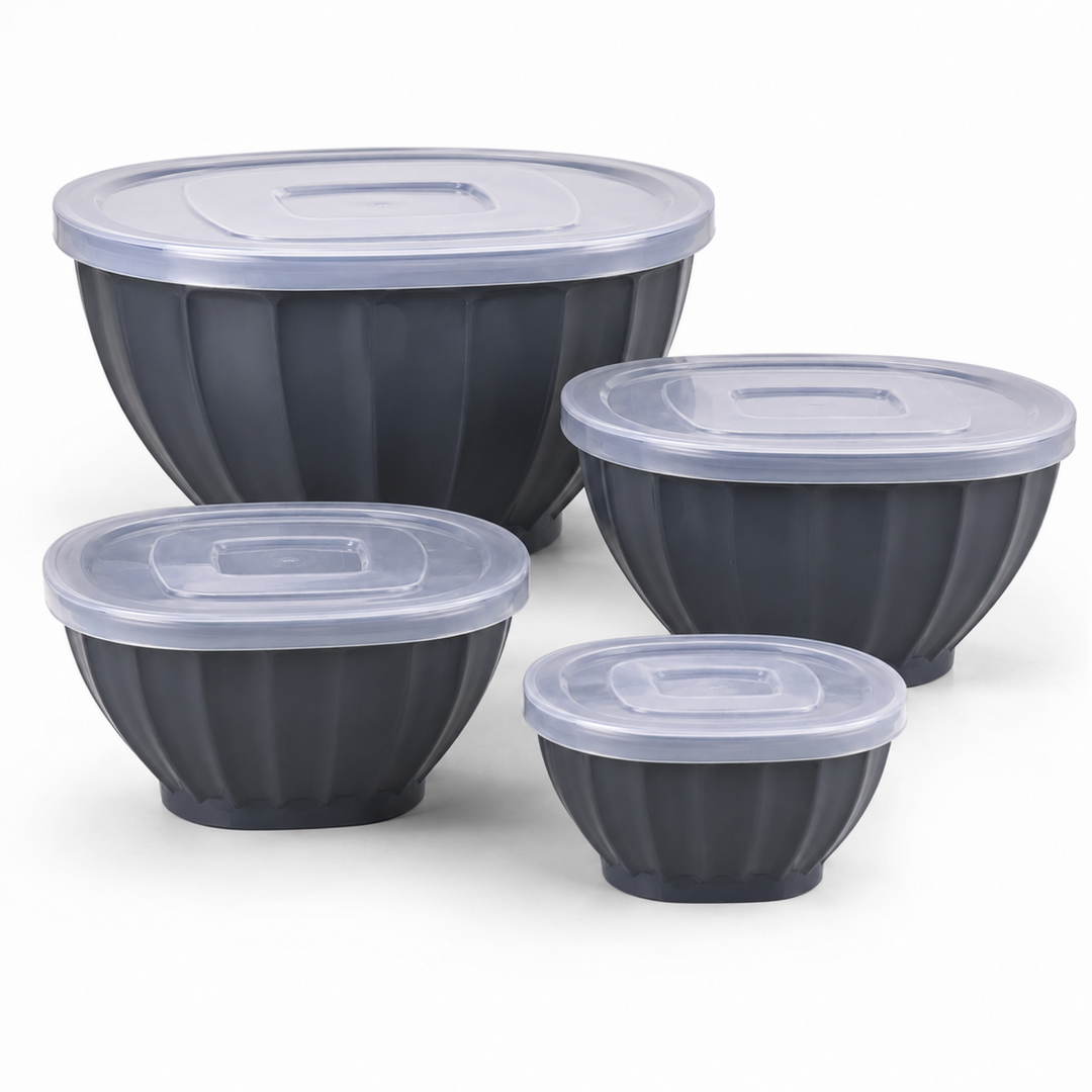 Storage Mixing Bowl Set with Lid BPA-Free Plastic Nesting Bowls for Kitchen Microwave & Dishwasher Safe Food Storage & Salad Prep Bowls (1.3L, 2.2L, 3.4L)