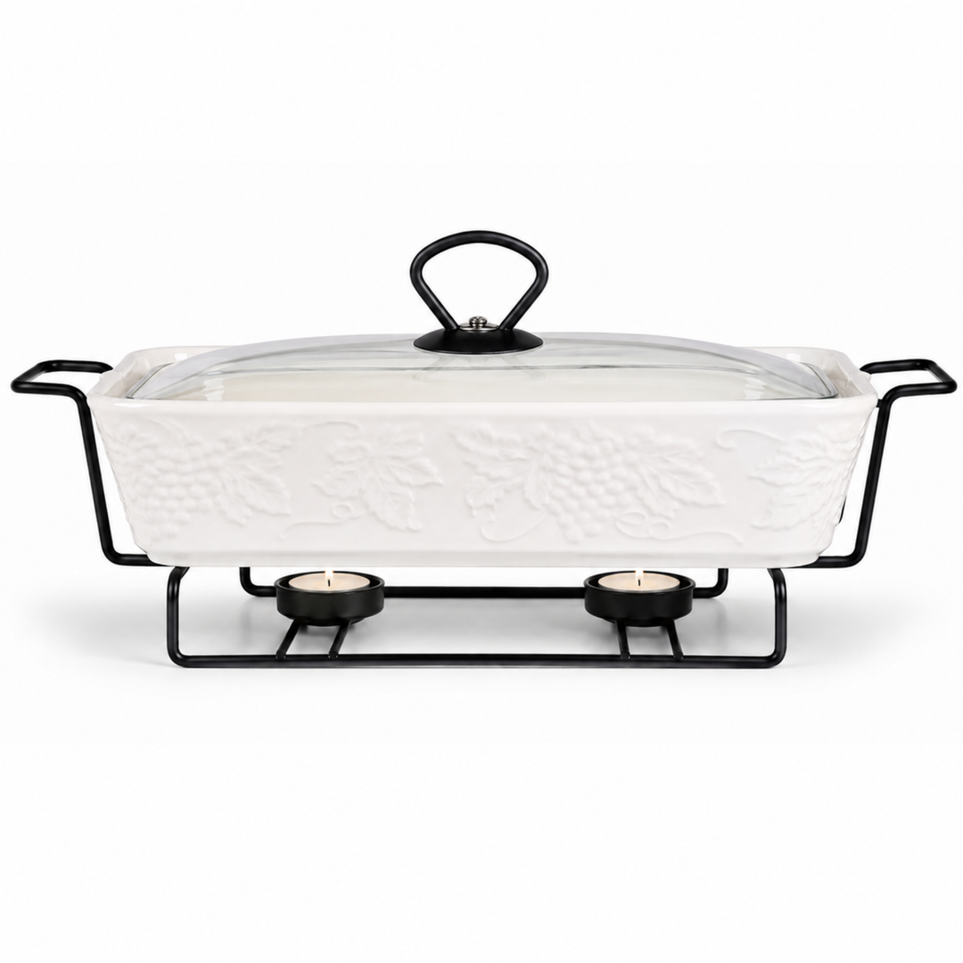 Ceramic Baking Tray with Candle Holder Premium Porcelain Serving and Oven Dish Heat Resistant White Platter for Baking Serving Decor Party and Dining