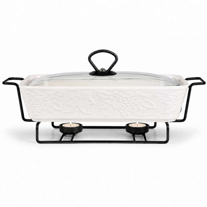 Ceramic Baking Tray with Candle Holder Premium Porcelain Serving and Oven Dish Heat Resistant White Platter for Baking Serving Decor Party and Dining