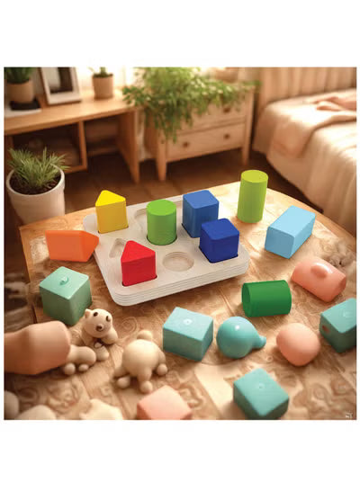 Colorful Wooden Shape Matching Set for Toddlers  Early Learning Educational Toy to Boost Motor Skill Development Shape Recognition and Cognitive Skills  Safe Durable and Fun Wooden Puzzle Game