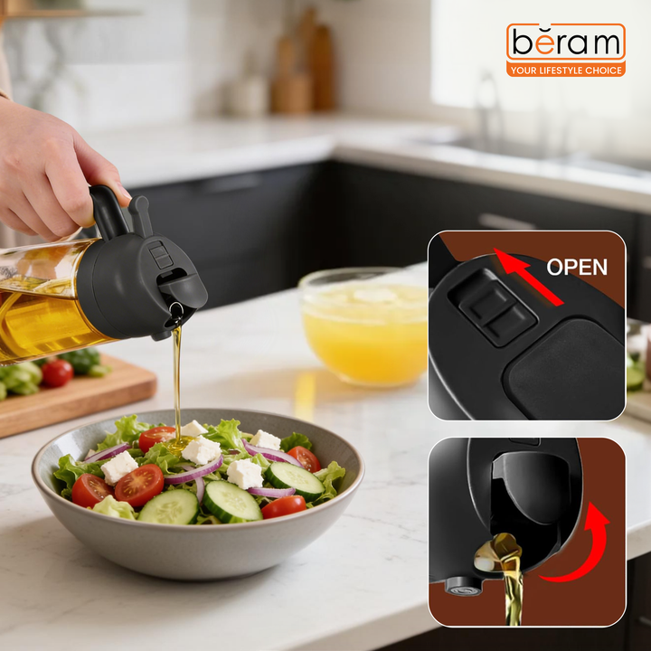BERAM Olive Oil Sprayer for Cooking Refillable Food Grade Oil Spray Bottle Dispenser for Kitchen Salad Air Fryer BBQ Baking Frying & Grilling Leak Proof Oil Dispenser for Home Improvement