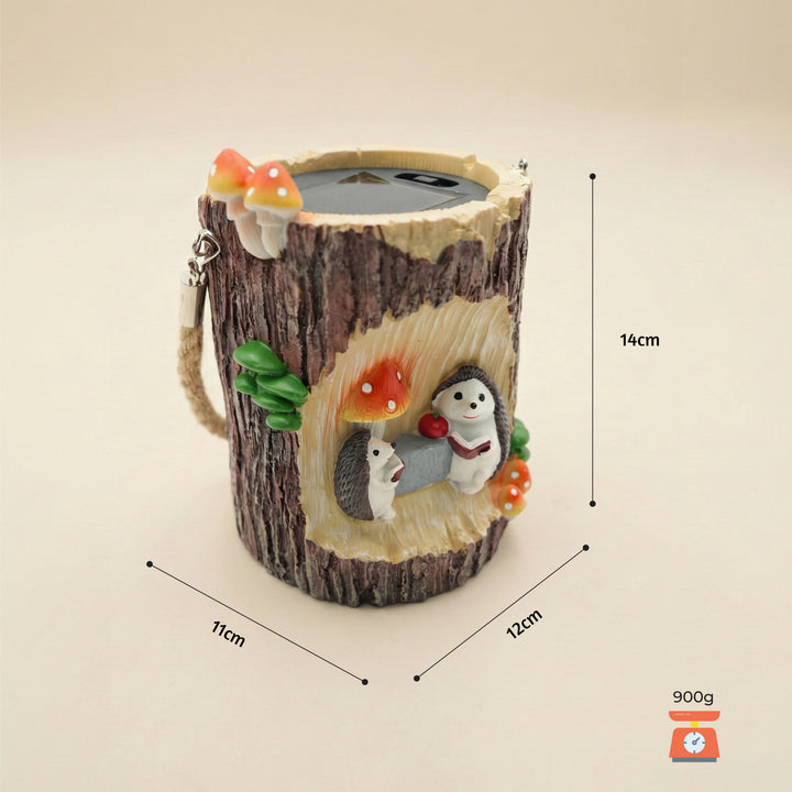 Woodland Solar Squirrel Planter with Automatic Light Cute Animal Succulent Pot Tree Trunk Flower Pot Indoor Outdoor Garden Decor Polyresin Plant Pot Pen Holder Gift Solar Decorative Propagator Kit