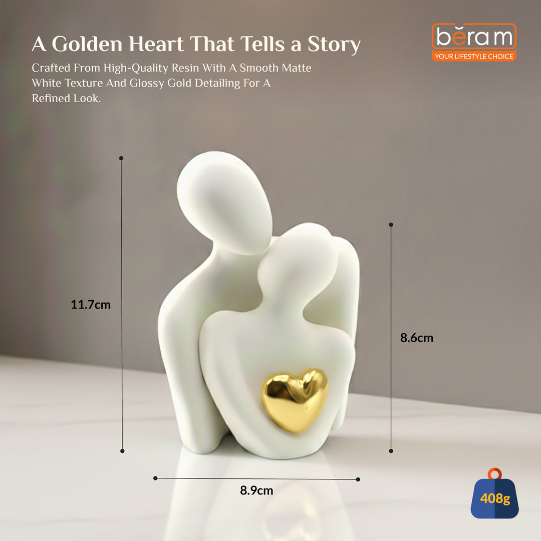 BERAM Cherished Hearts for Men & Women Unisex Romantic Heart lamp Sculpture Gift Modern Resin Décor for Couples Anniversary Wedding Valentine’s Day Home & Office Decoration