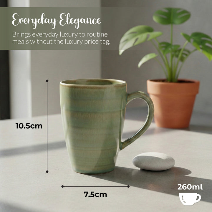 RAK Ceramic Coffee Mug Green  260ml Tea & Coffee Cups with Handle  Durable Glazed Cups for Home Office Café & Gift