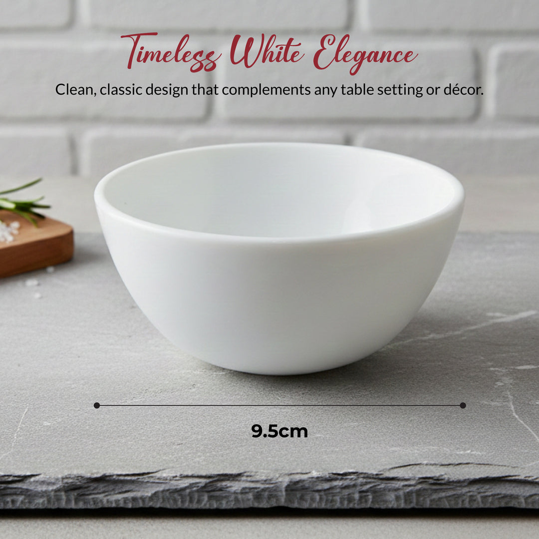 Luminarc White 4 PCS Ceramic Dinner Set  Soup Plate 22cm Dinner Plate 24cm Dessert Plate 19cm Bowl 9.5cm Tableware Set for Home & Restaurant