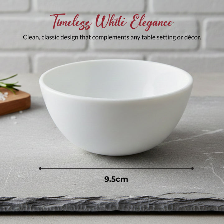 Luminarc White 4 PCS Ceramic Dinner Set  Soup Plate 22cm Dinner Plate 24cm Dessert Plate 19cm Bowl 9.5cm Tableware Set for Home & Restaurant