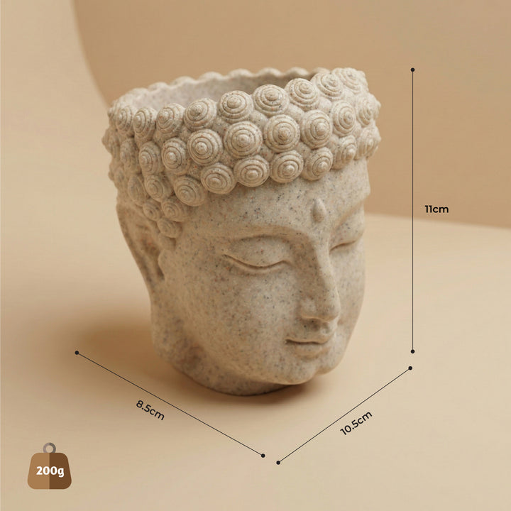 Beram Buddha Decorative Flower Pot Polyresin Peaceful Monk Planter Statue Resin Vase for Succulents Indoor Outdoor Home Office Meditation Décor Pen Pencil Holder Propagator Kit