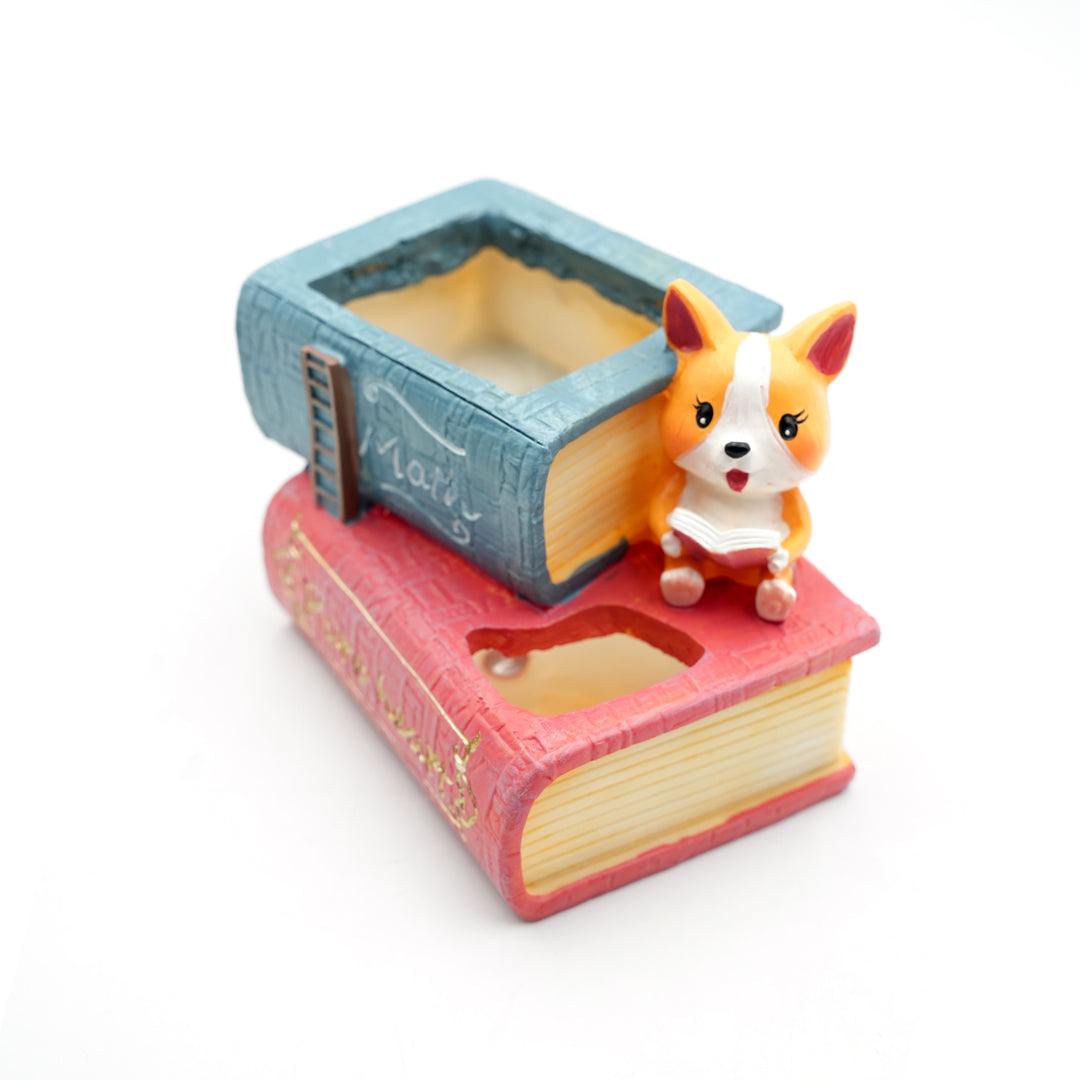 Reading 2Pcs Set Pig and Puppy Design Flower Pot Polyresin Decorative Planter for Succulents Mini Plants Indoor Outdoor Home Office Desk Décor Pen Pencil Holder Propagator Kit