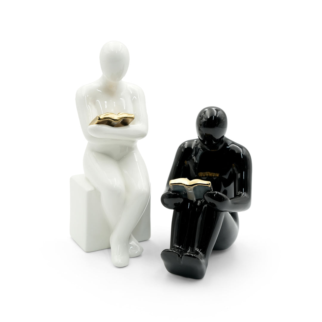 BERAM Bookends Set of 2 Heavy Metal Book Ends Modern Human Figurine Design Anti Slip Sturdy Book Holder for Home Office and Library Decor Bookshelf Organizer