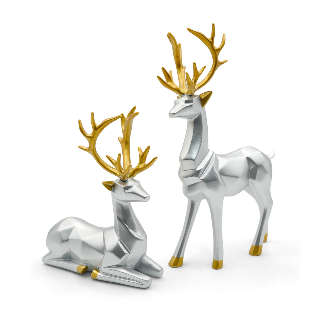 BERAM Majesty Reindeer Large and Small Size Set Luxury Reindeer Figurines with Crystal Accents Premium Christmas Deer Statues for Home Décor Tabletop Centerpiece Holiday Display