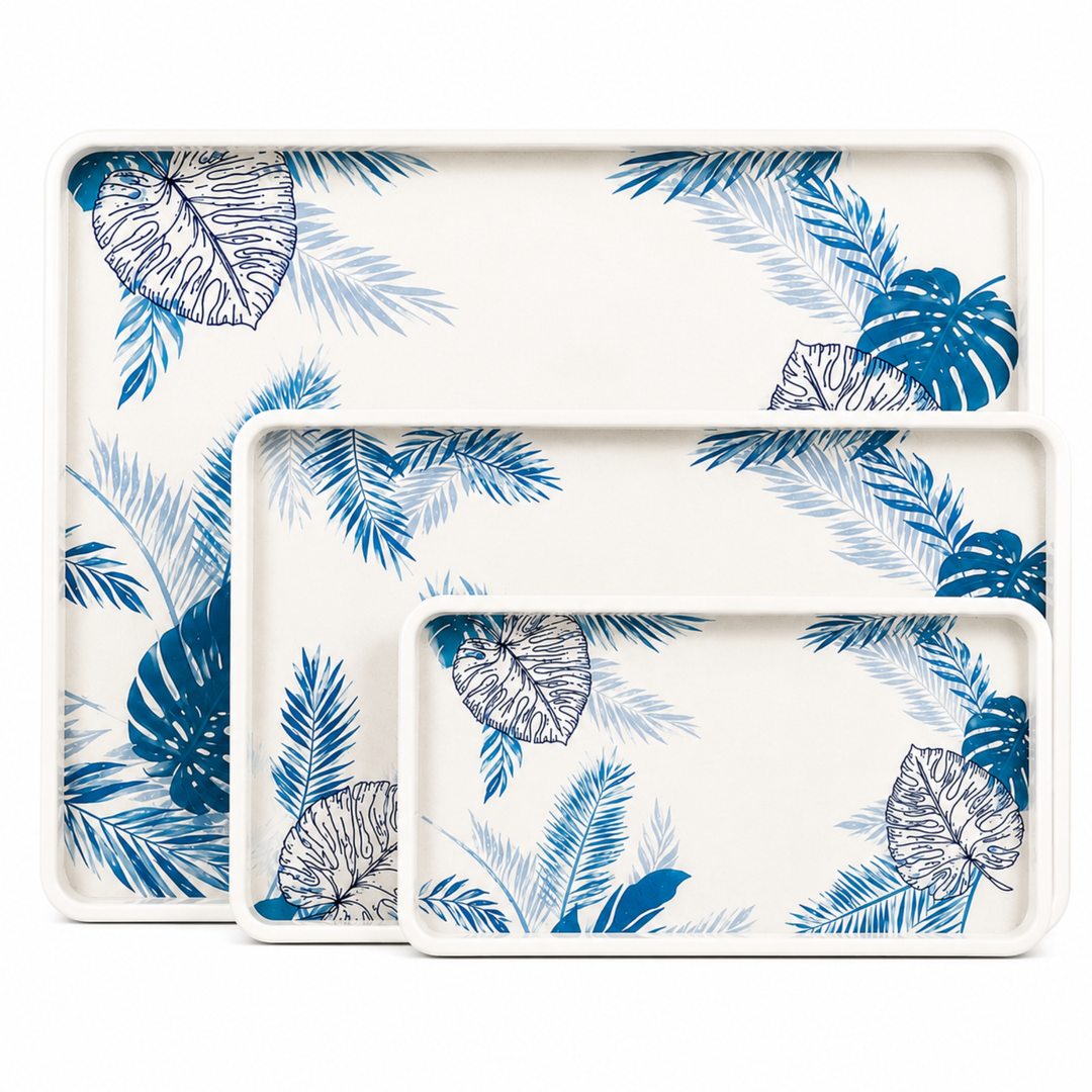 Melamine  Tray White Set Serving Tray Microwave Safe Look Lightweight Durable Platter for Snacks Desserts Tea Coffee Dining Kitchen Party and Restaurant Use