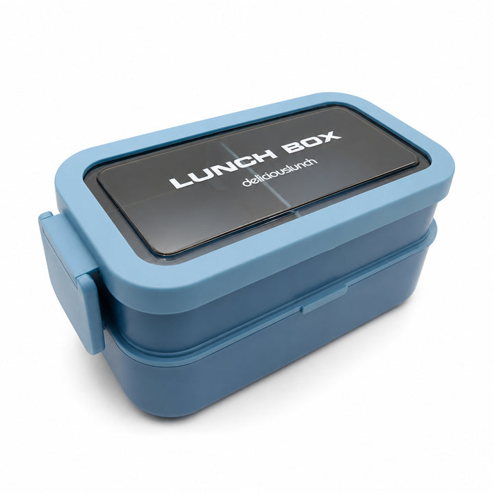 Beram PP Plastic & Silicone  Bento Lunch Box 2-Layer with Cutlery Set 1350ml Portable Insulated Tiffin Box for Kids & Adults Stackable Leakproof Food Container Silicone