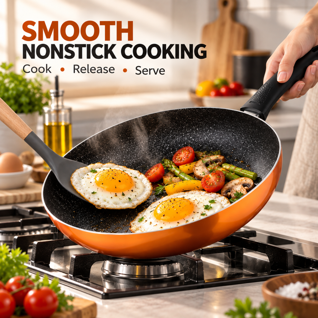 3-Piece Colored Cookware Set with Glass Lids – Premium Stainless Steel & Forged Aluminium, Non-Stick Coating, Ergonomic Bakelite Handles, Even Heat Distribution, Durable & Rust-Resistant Kitchen Pots