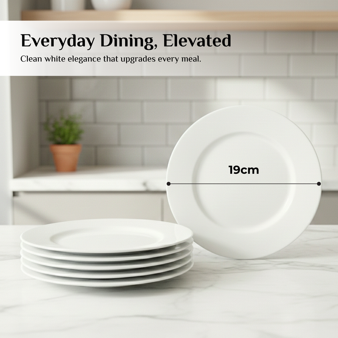 Luminarc White 4 PCS Ceramic Dinner Set  Soup Plate 22cm Dinner Plate 24cm Dessert Plate 19cm Bowl 9.5cm Tableware Set for Home & Restaurant