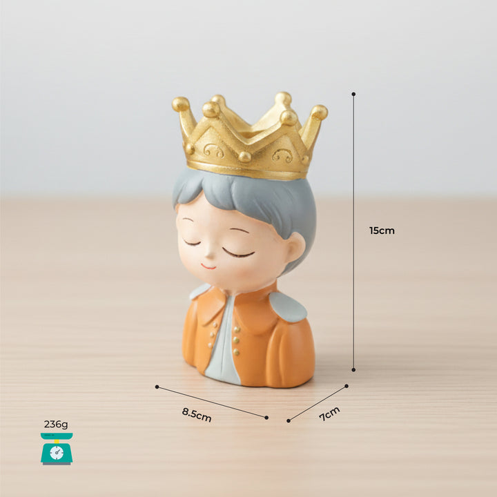 King and Queen Planter Set Polyresin Decorative Flower Vase Royal Couple Succulent Pot Cute Crown Design Indoor Outdoor Home Office Decor Pen Pencil Holder Gift