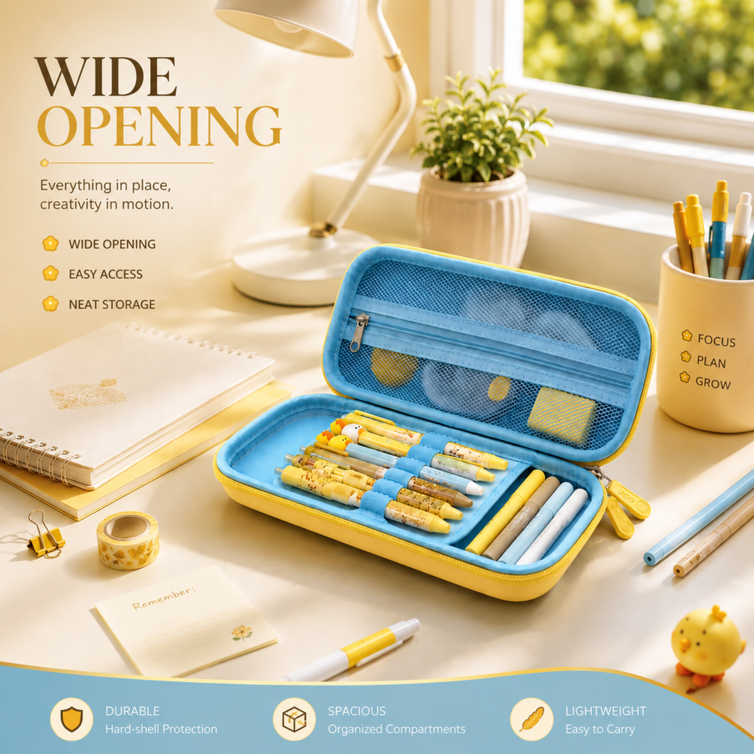 Pencil Case Large Capacity Durable Zipper Pencil Pouch Portable Stationery Organizer Multi-Purpose Pen Holder Bag for School Office Travel