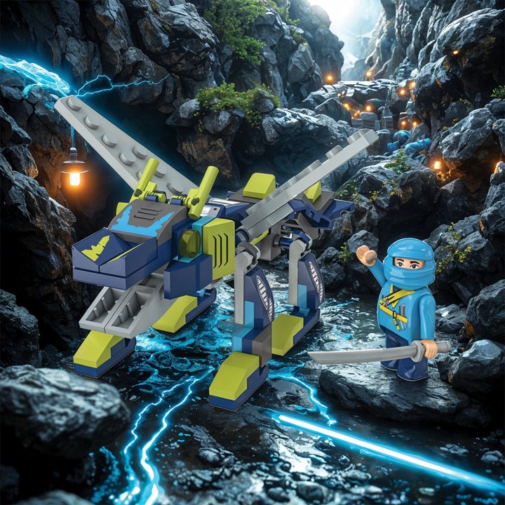 Playtive Mini Dragon Adventure 99-Piece Building Set – Fantasy Action Toy for Kids Age 5+, Movable Wings & Legs, Ninja Warrior Figure, Compatible with Standard Bricks, TÜV Rheinland & GS Certified – Creative STEM Play for Imagination & Skill Building