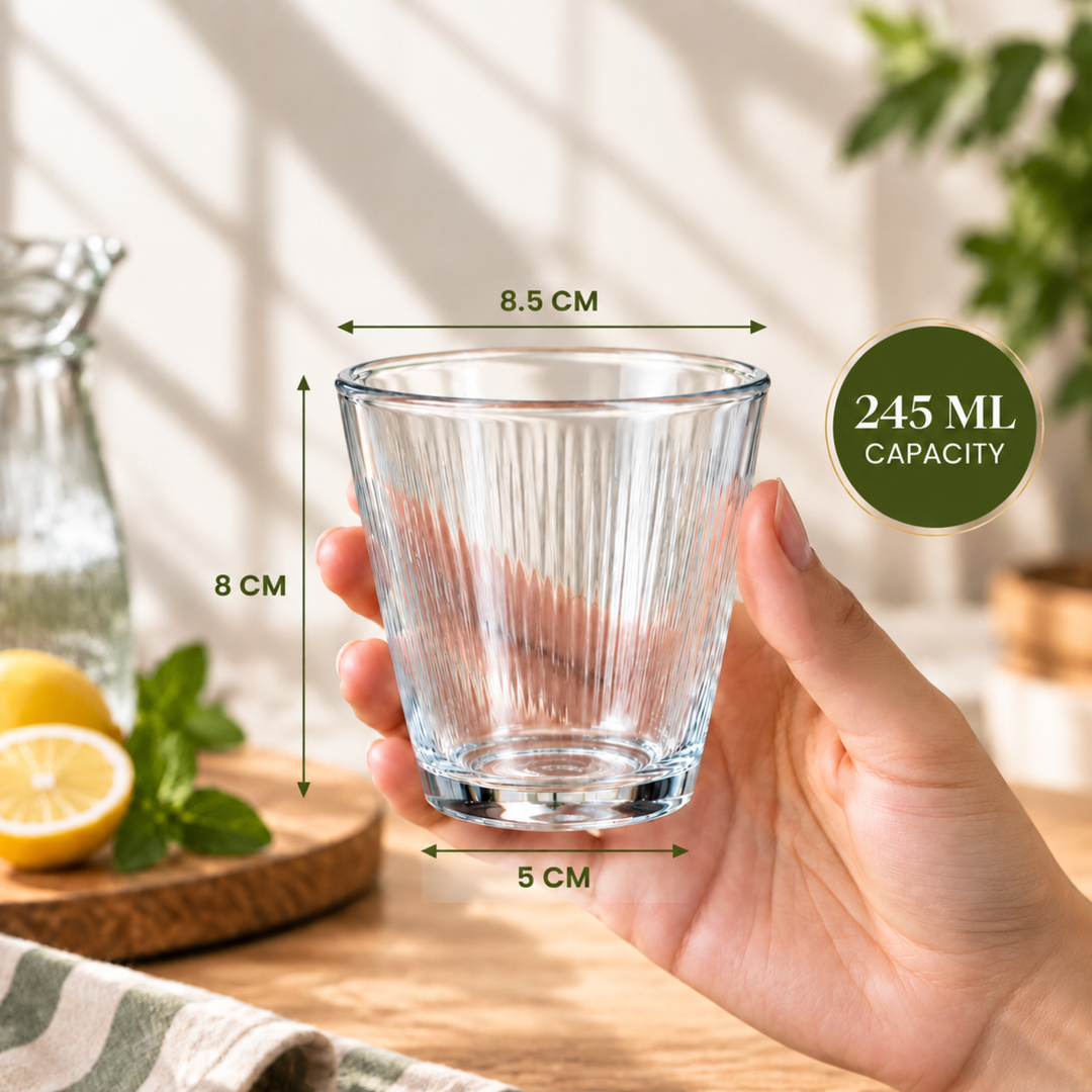7 Piece Glass Drink Set with Pitcher and 6 Glasses, 11 OZ Drinking Tumblers, Clear Textured Glass Water Juice Beverage Serving Set with Lid, Dishwasher Safe for Home Dining Parties