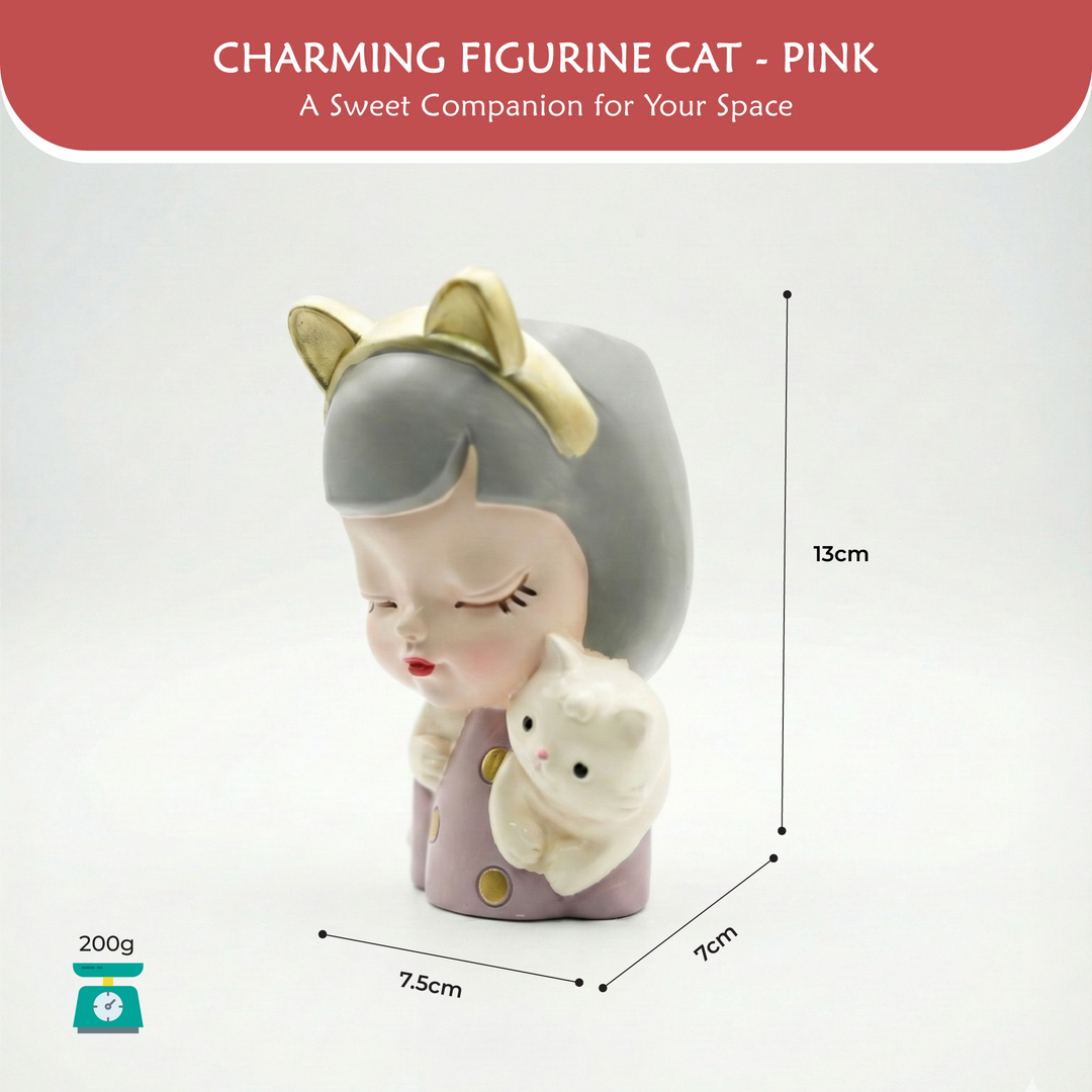 Charming Figurine Set Green Pink Grey Polyresin Decorative Flower Vase Cute Girl Succulent Pot Modern Indoor Home Office Table Decor Propagator Kit Gift Set