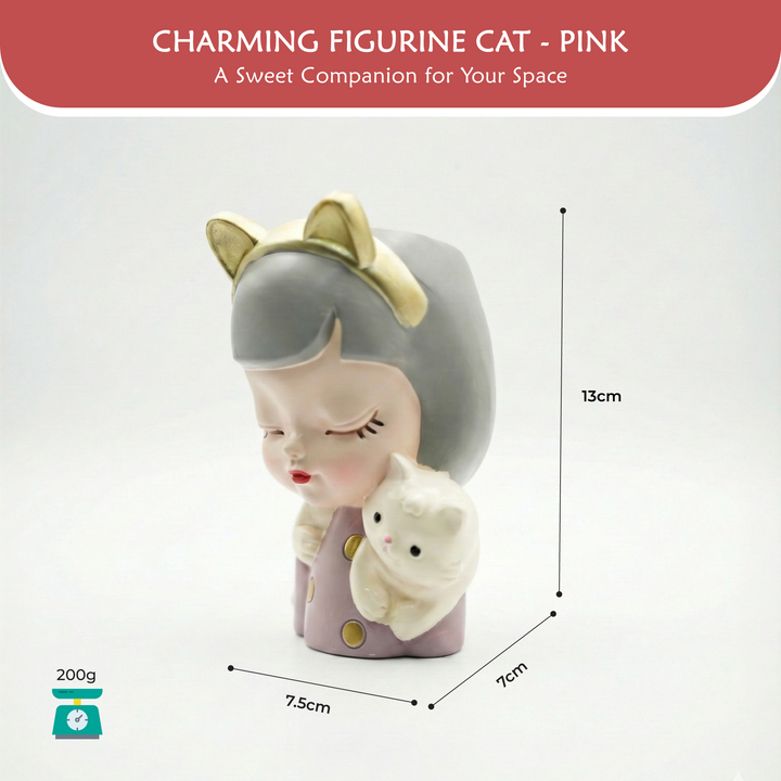 Charming Figurine Set Green Pink Grey Polyresin Decorative Flower Vase Cute Girl Succulent Pot Modern Indoor Home Office Table Decor Propagator Kit Gift Set