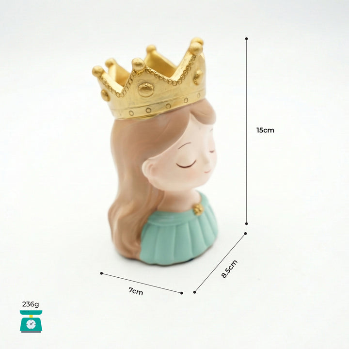 King and Queen Planter Set Polyresin Decorative Flower Vase Royal Couple Succulent Pot Cute Crown Design Indoor Outdoor Home Office Decor Pen Pencil Holder Gift