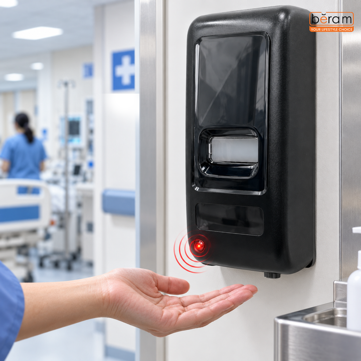 Beram 1000ML Automatic Soap Dispenser Wall Mounted Touchless Hand Sanitizer & Liquid Soap Dispenser Battery Operated Refillable Commercial Dispenser for Bathroom Kitchen Office