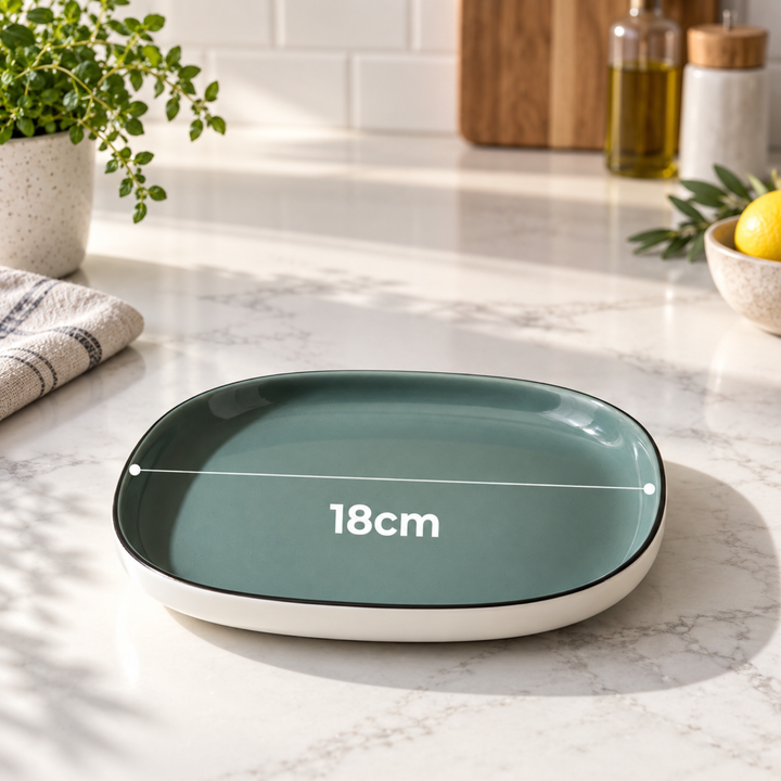 Ariane Ceramic Square Dessert Plate Set Grey Lightweight Durable Microwave Safe Modern Serving Plates for Snacks Desserts & Appetizers Everyday Kitchen Tableware