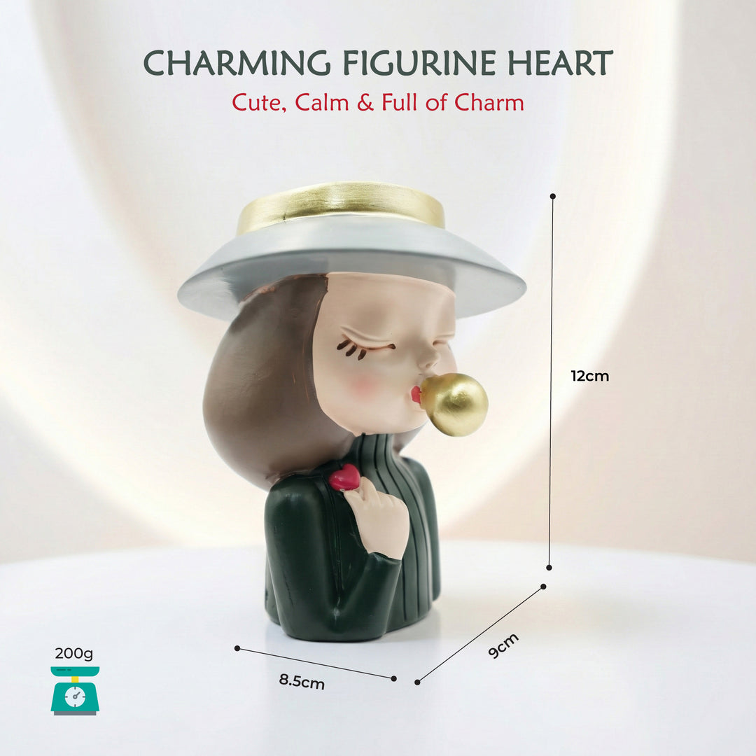 Charming Figurine Set Green Pink Grey Polyresin Decorative Flower Vase Cute Girl Succulent Pot Modern Indoor Home Office Table Decor Propagator Kit Gift Set