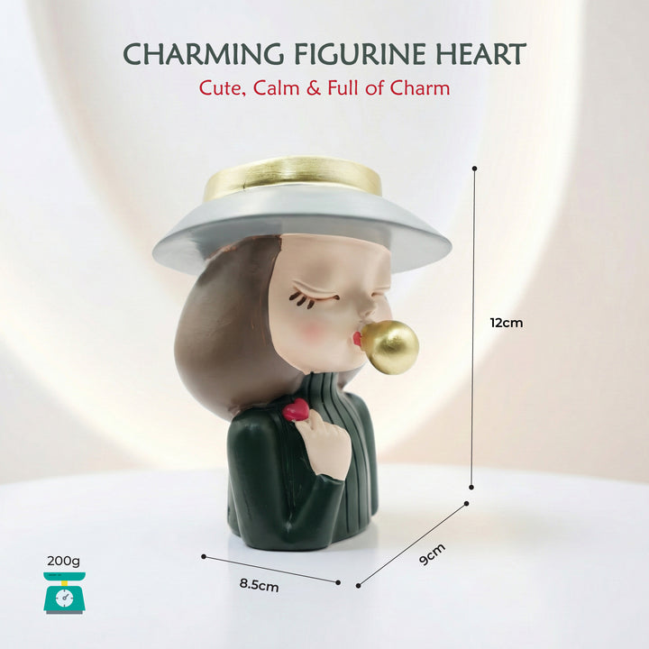 Charming Figurine Set Green Pink Grey Polyresin Decorative Flower Vase Cute Girl Succulent Pot Modern Indoor Home Office Table Decor Propagator Kit Gift Set