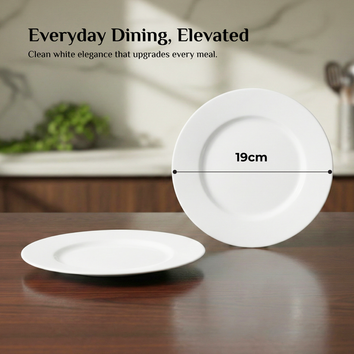 Luminarc White 4 PCS Ceramic Dinner Set  Soup Plate 22cm Dinner Plate 24cm Dessert Plate 19cm Bowl 9.5cm Tableware Set for Home & Restaurant