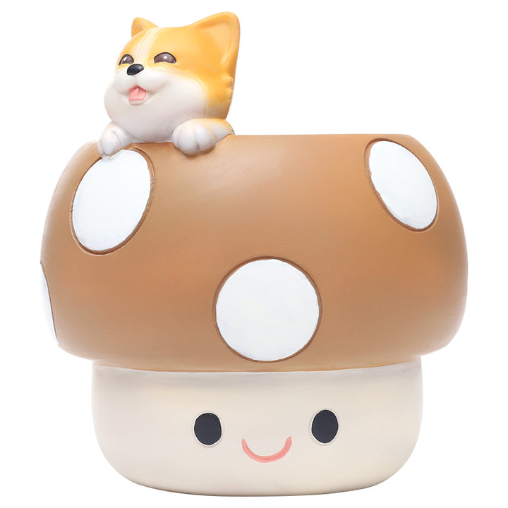 Mushroom Planter Set Panda Sleeping Cat Smiling Cat Cartoon Smiley Polyresin Decorative Flower Pots Cute Animal Succulent Holders with Drainage Hole Indoor Outdoor Home Office Desk Decor Pen Pencil Holder Propagator Kit Gift