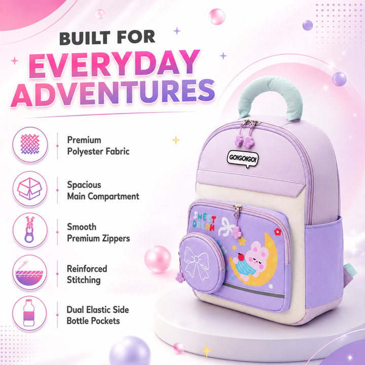 Cute Cartoon School Backpack with Mini Zip Pouch, Lightweight Student Book Bag, Multi Pocket School Backpack with Adjustable Shoulder Straps, Large Capacity Backpack for School & Daily Use