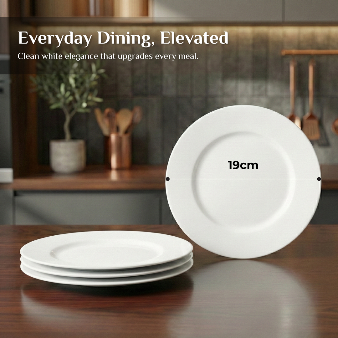 Luminarc White 4 PCS Ceramic Dinner Set  Soup Plate 22cm Dinner Plate 24cm Dessert Plate 19cm Bowl 9.5cm Tableware Set for Home & Restaurant