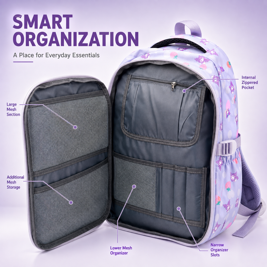 Berry Pop School Bag, Lightweight Backpack with Multiple Compartments, Front Utility Pocket, Side Bottle Pockets & Adjustable Padded Shoulder Straps