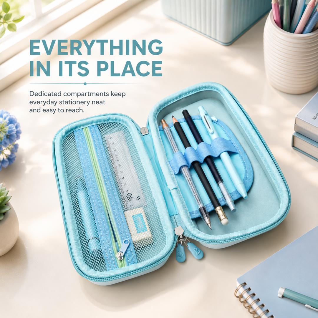 Pencil Case Large Capacity Durable Zipper Pencil Pouch Portable Stationery Organizer Multi-Purpose Pen Holder Bag for School Office Travel