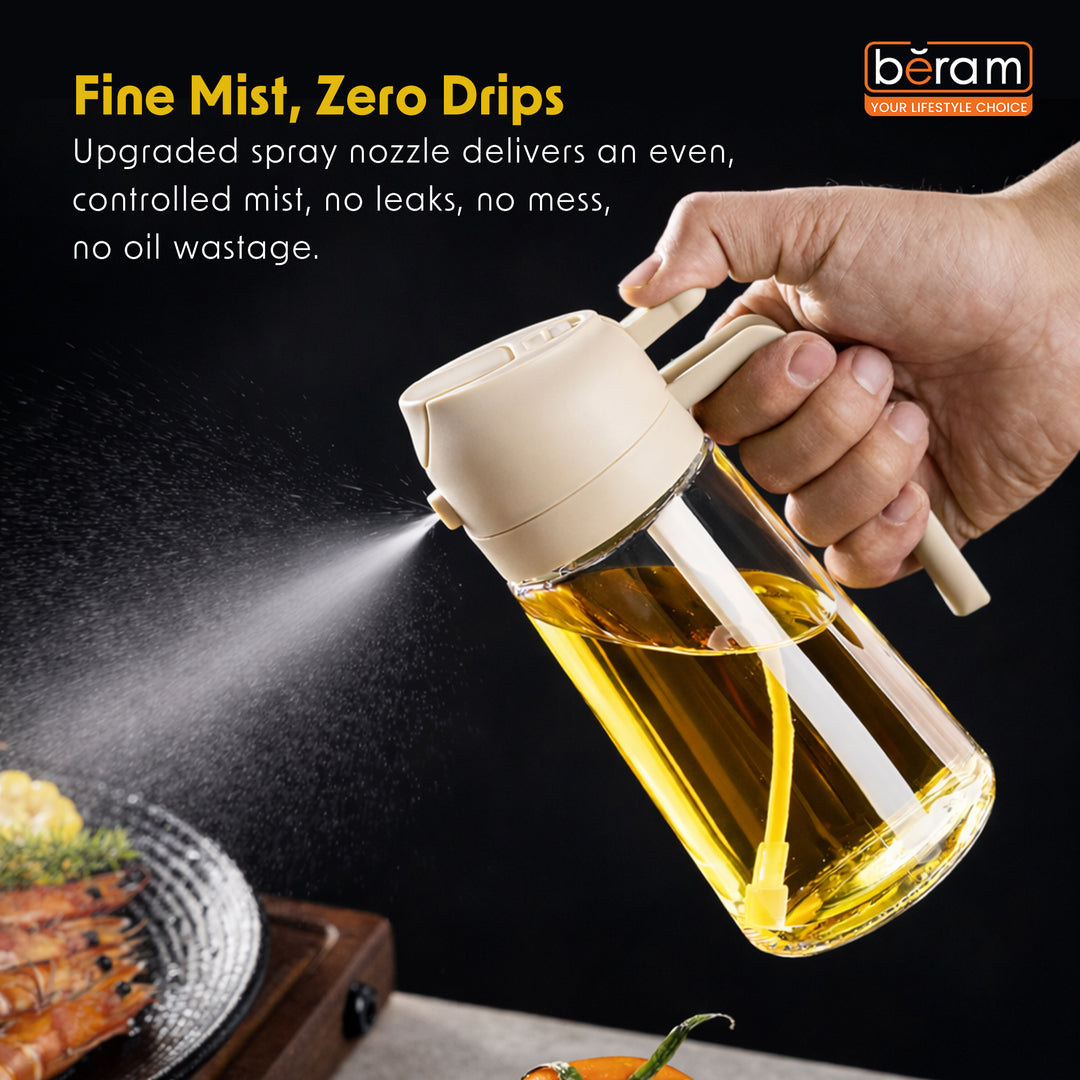 BERAM Olive Oil Sprayer for Cooking Refillable Food Grade Oil Spray Bottle Dispenser for Kitchen Salad Air Fryer BBQ Baking Frying & Grilling Leak Proof Oil Dispenser for Home Improvement