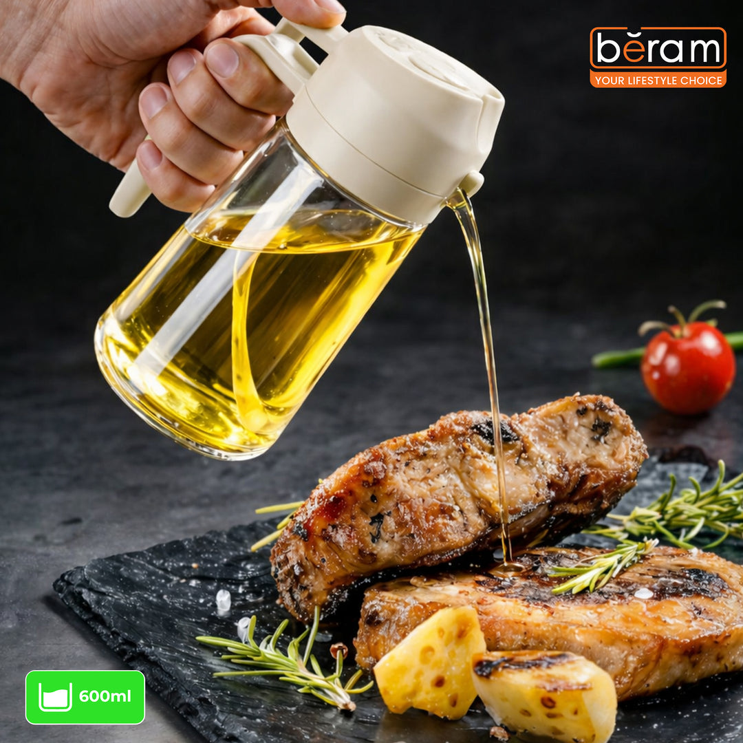 BERAM Olive Oil Sprayer for Cooking Refillable Food Grade Oil Spray Bottle Dispenser for Kitchen Salad Air Fryer BBQ Baking Frying & Grilling Leak Proof Oil Dispenser for Home Improvement