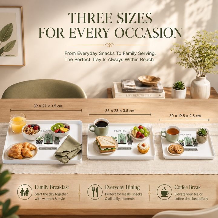 Melamine  Tray White Set Serving Tray Microwave Safe Look Lightweight Durable Platter for Snacks Desserts Tea Coffee Dining Kitchen Party and Restaurant Use