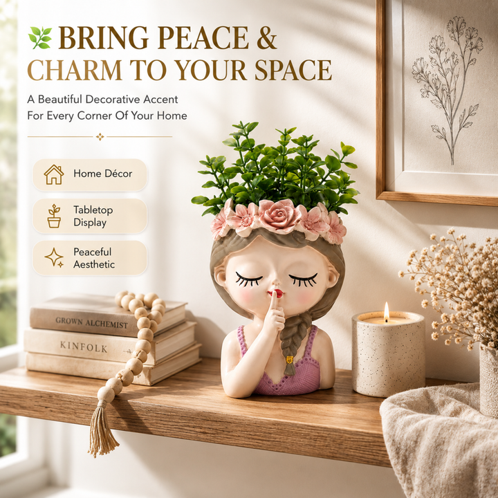 Fairy 3PCS Set Think Sleep Shhh Polyresin Decorative Succulent Planter Cute Fairy Girl Flower Pot Tabletop Vase Pen Pencil Holder Propagator Kit Indoor Outdoor Home Office Desk Decor