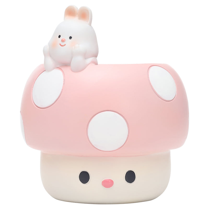 Mushroom Planter Set Panda Sleeping Cat Smiling Cat Cartoon Smiley Polyresin Decorative Flower Pots Cute Animal Succulent Holders with Drainage Hole Indoor Outdoor Home Office Desk Decor Pen Pencil Holder Propagator Kit Gift