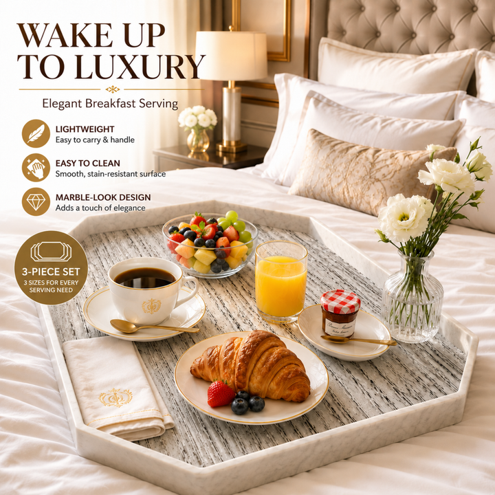 Melamine  Tray White Set Serving Tray Microwave Safe Look Lightweight Durable Platter for Snacks Desserts Tea Coffee Dining Kitchen Party and Restaurant Use