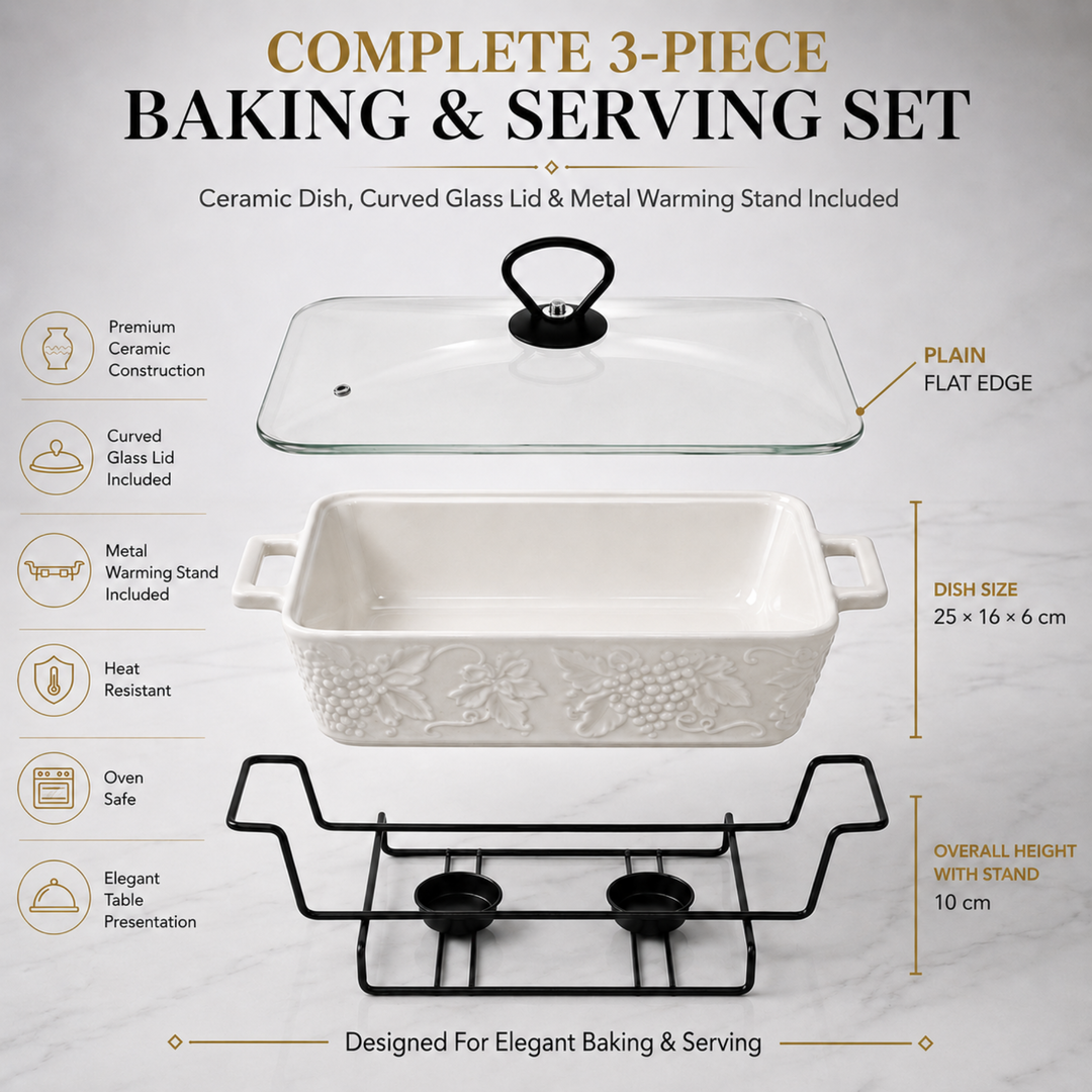Ceramic Baking Tray with Candle Holder Premium Porcelain Serving and Oven Dish Heat Resistant White Platter for Baking Serving Decor Party and Dining