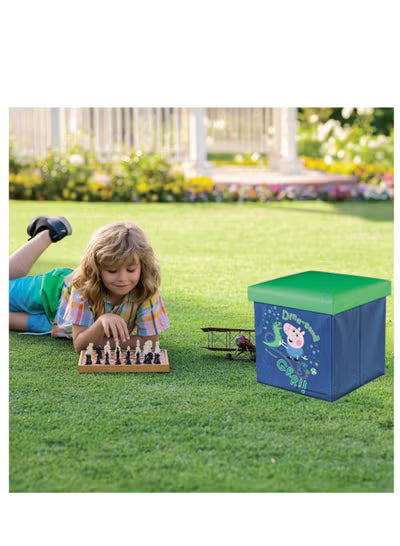 Peppa Pig Kids’ Storage Ottoman , Foldable Storage Box and Seat for Kids with Padded Lid, Durable & Spacious Toy Organizer Chest with George Pig Design, Ideal for Bedrooms, Playrooms & Nurseries