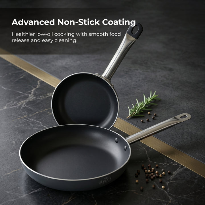 Bergner Set of 2 Frying Pans – Pressed Aluminium Non-Stick Cookware – Durable Anti-Adhesion Coating – Induction Compatible – Suitable for All Types of Cookers