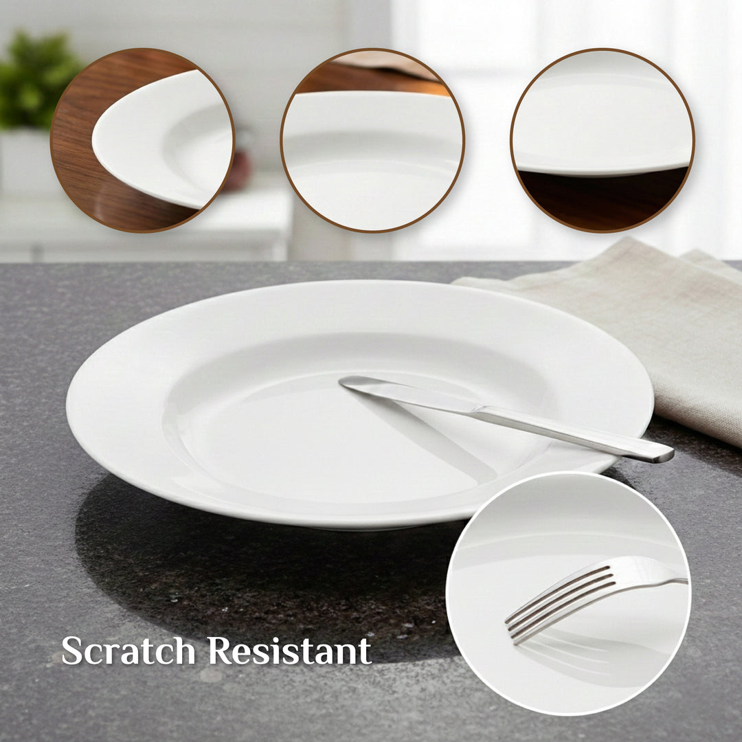 Luminarc White 4 PCS Ceramic Dinner Set  Soup Plate 22cm Dinner Plate 24cm Dessert Plate 19cm Bowl 9.5cm Tableware Set for Home & Restaurant