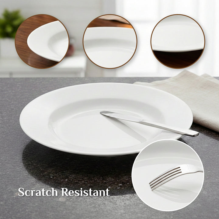 Luminarc White 4 PCS Ceramic Dinner Set  Soup Plate 22cm Dinner Plate 24cm Dessert Plate 19cm Bowl 9.5cm Tableware Set for Home & Restaurant